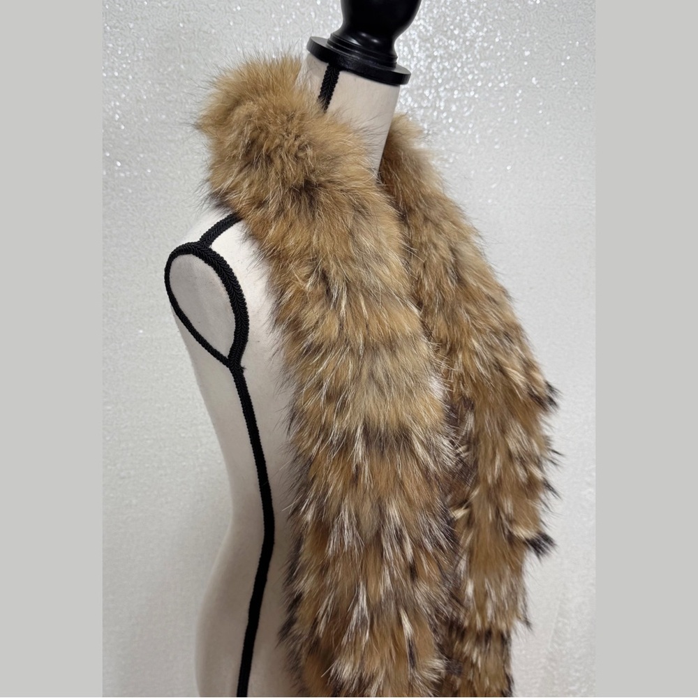 “Christian Dior Genuine Fur Stole Scarf Wrap • Tan/ black Fox Fur Scarf Boa - Picture 10 of 16